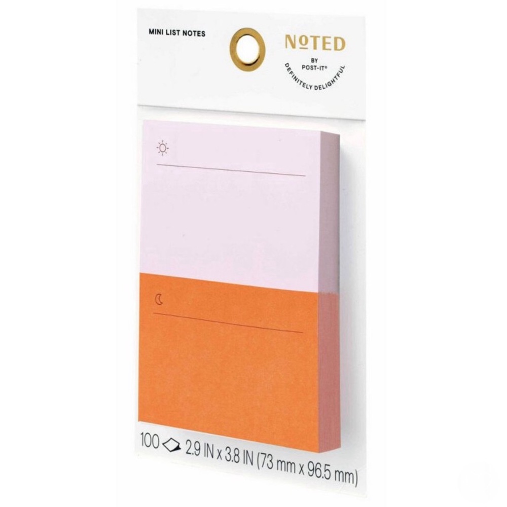 Noted by Post-it Mini List Notes, Pink & Orange Sticky Notes
